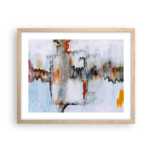 Een poster in een licht eiken lijst - Een stok op het water - 50x40 cm