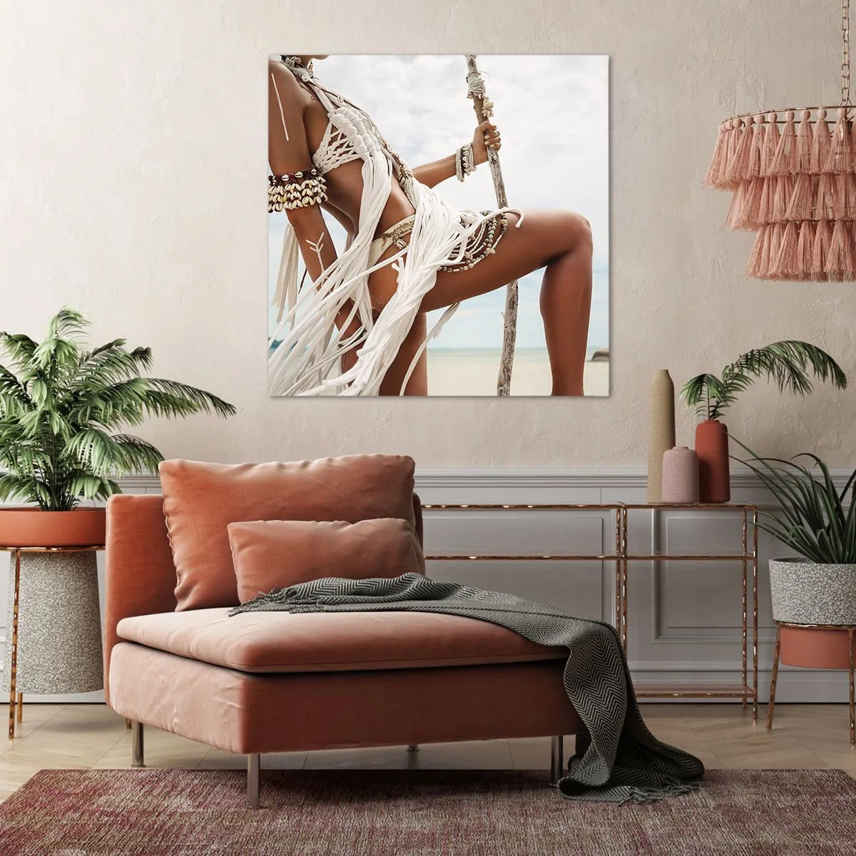 Schilderen op canvas - Een priesteres van de zon - 70x70 cm