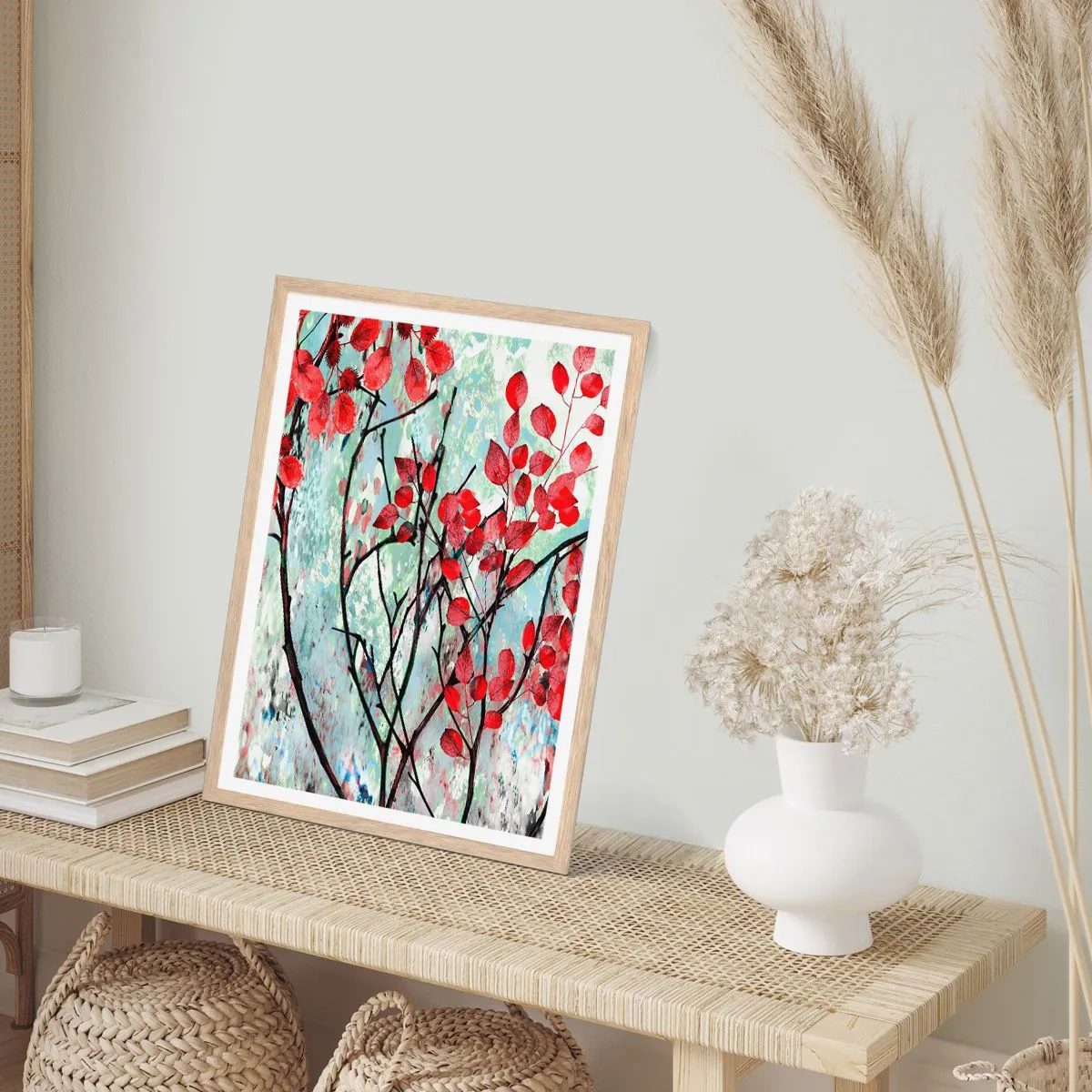 Een poster in een licht eiken lijst - Boom in scharlaken - 61x91 cm
