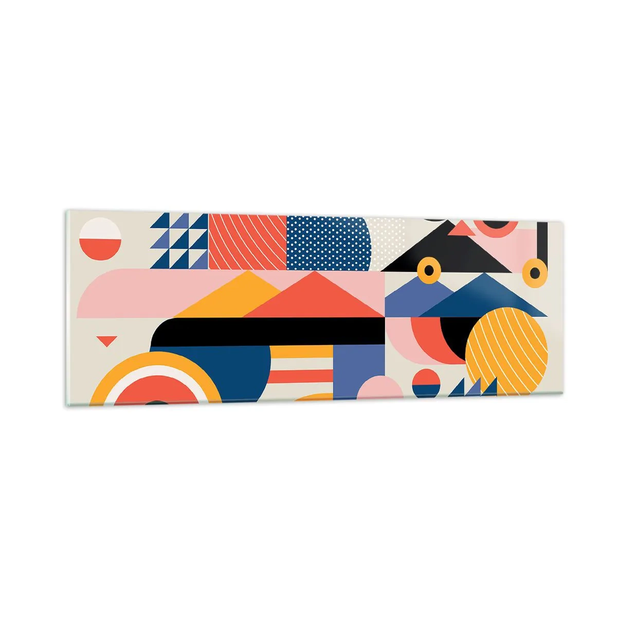 Schilderen op glas - Compositie: speel rond - 90x30 cm