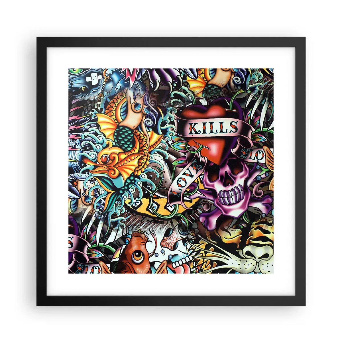 Poster in een zwarte lijst - De droom van de tatoeëerder - 40x40 cm