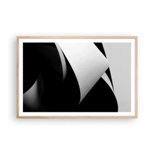 Een poster in een licht eiken lijst - Lichtvlakken uit de diepten van de schaduw - 91x61 cm