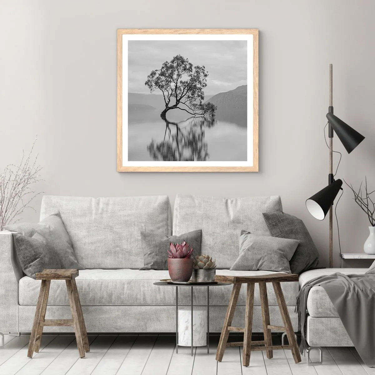 Een poster in een licht eiken lijst - Er is zo'n land - 40x40 cm