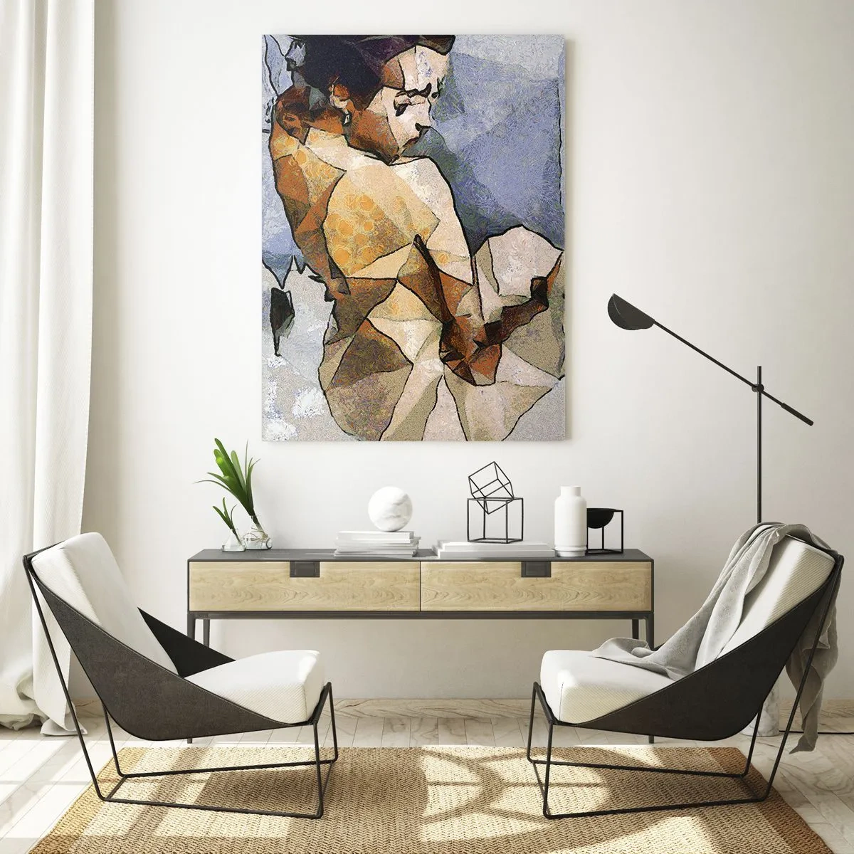 Schilderen op glas - In de geest van het kubisme - 50x70 cm