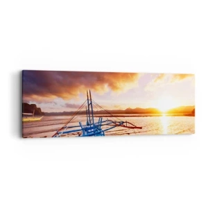 Schilderen op canvas - Strek je uit op het zand na een hele dag - 90x30 cm