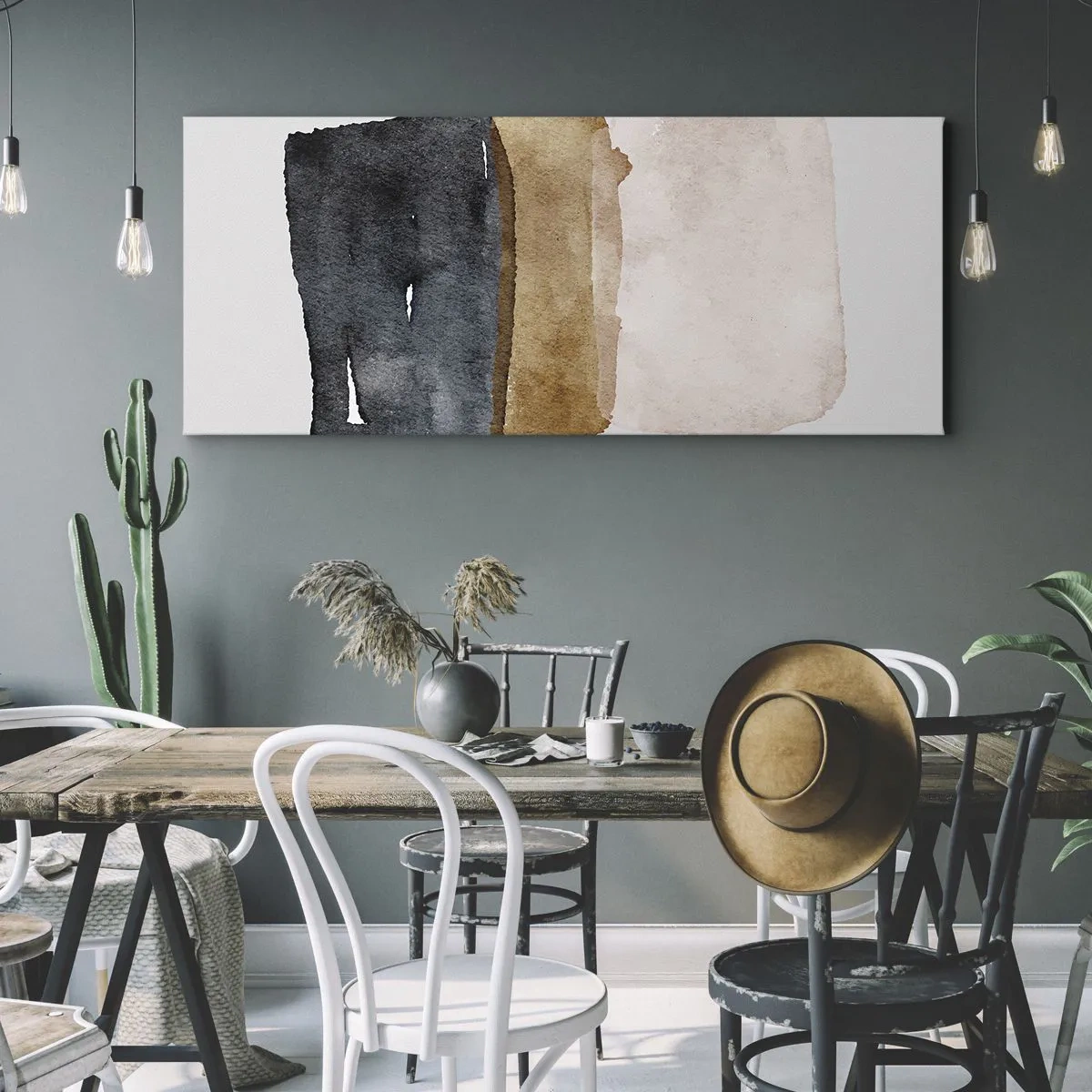 Schilderen op canvas - De samenstelling van de kleuren van de aarde - 140x50 cm