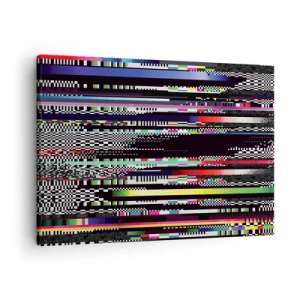 Schilderen op canvas - Kleurrijke lijnen en pixels in een abstracte stijl - 70x50cm - Het controlebeeld van de werkelijkheid - Moderne wanddecoratie voor woonkamer en slaapkamer ARTTOR