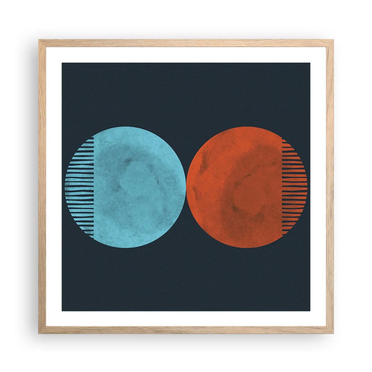 Een poster in een licht eiken lijst - Alleen geometrie? - 60x60 cm