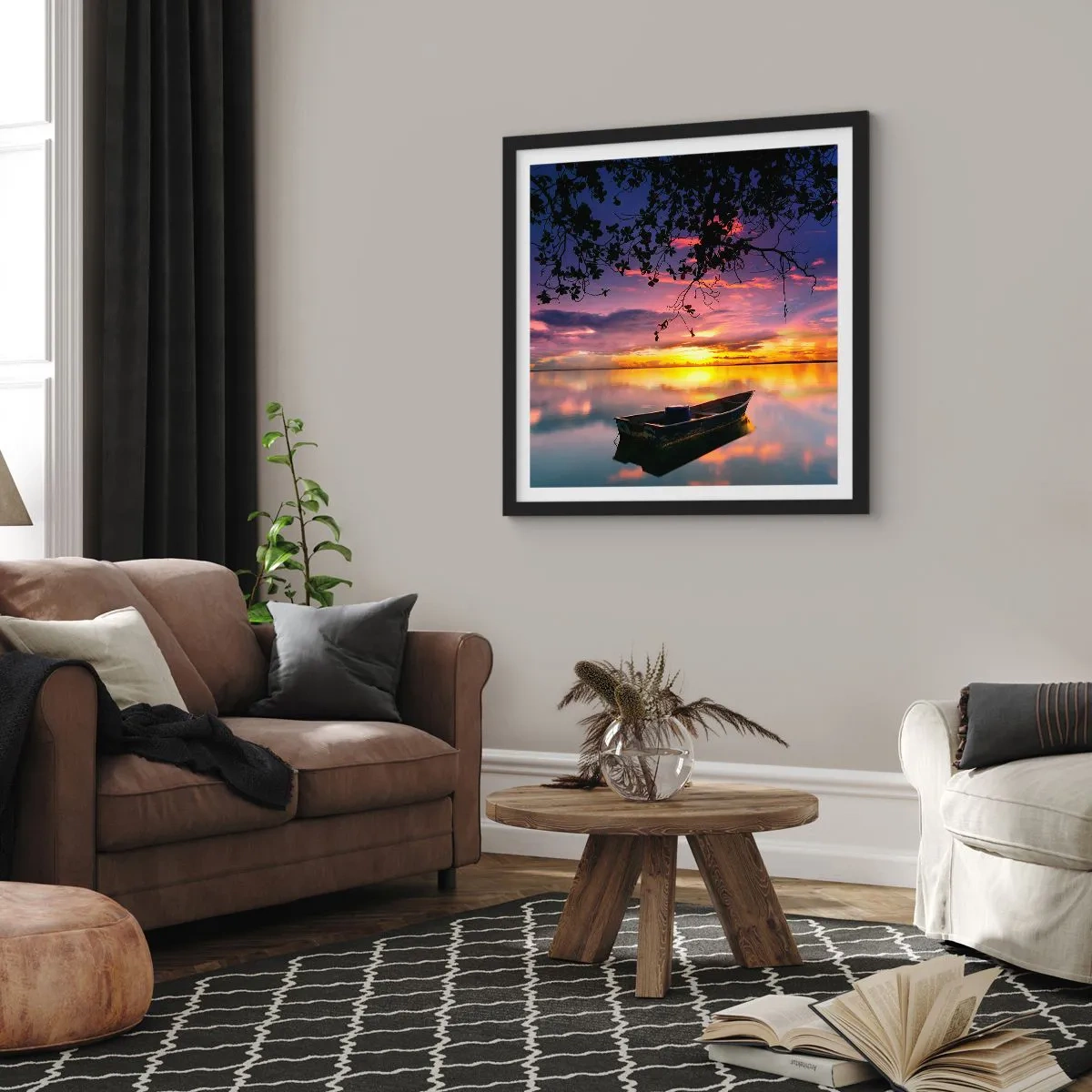 Poster in een zwarte lijst - "Je lijkt midden in de lucht te hangen..." - 30x30 cm