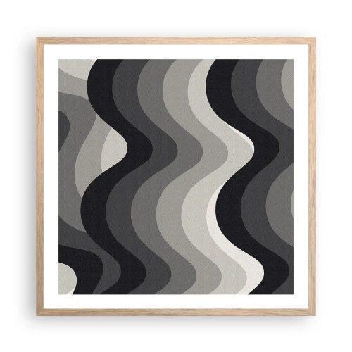 Een poster in een licht eiken lijst - Golf na golf - 60x60 cm