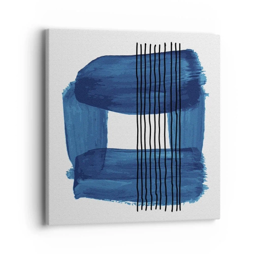 Schilderen op canvas - Blauwe en zwarte compositie - 40x40 cm