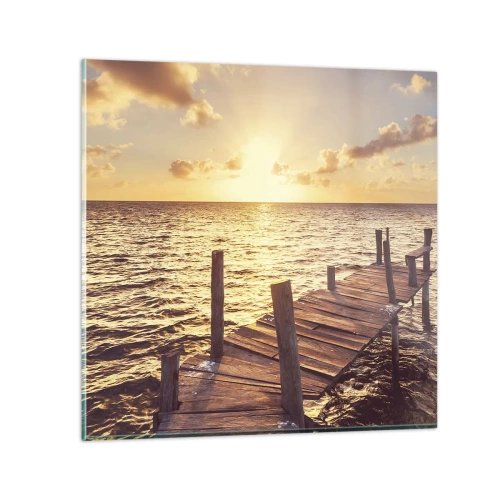 Schilderen op glas - Het gouden land van zachtheid - 50x50 cm