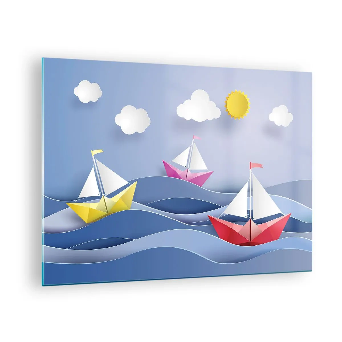 Schilderen op glas - Oh, wat is het fijn om in de golven te wiegen - 70x50cm - Ah, wat is het heerlijk om in de golven te schommelen - Moderne wanddecoratie voor woonkamer en slaapkamer ARTTOR