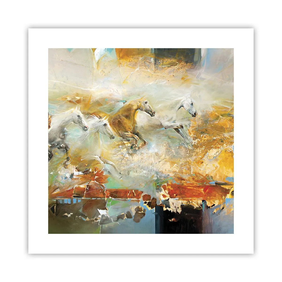 Poster - Galopperen door het licht - 40x40 cm