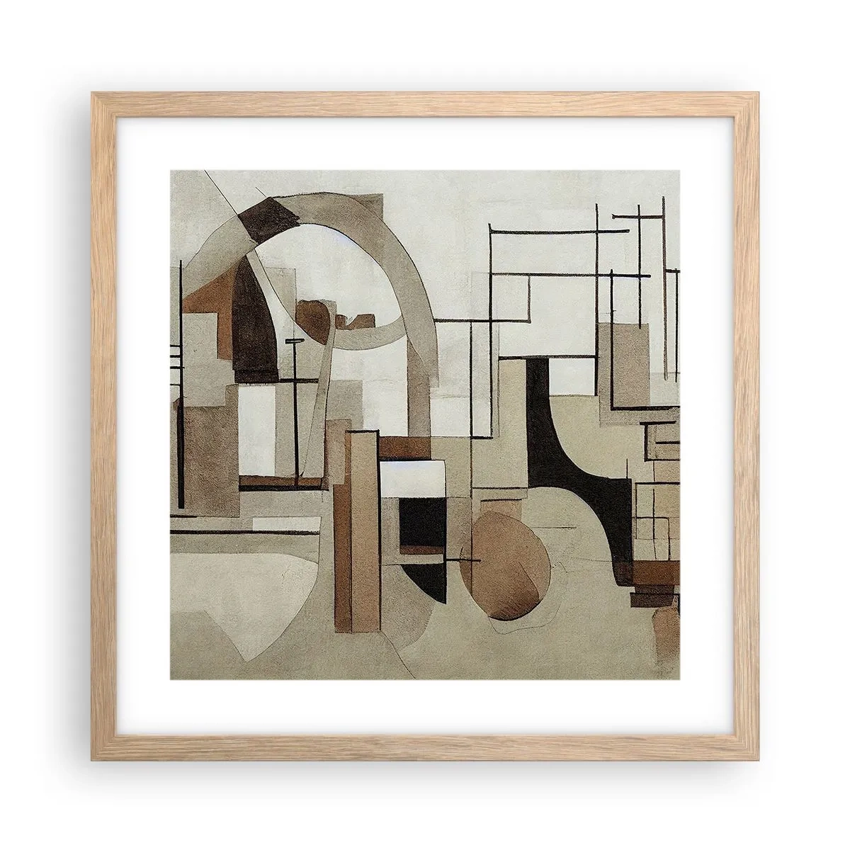 Een poster in een licht eiken lijst - Stadslandschap 2.0 - 40x40 cm