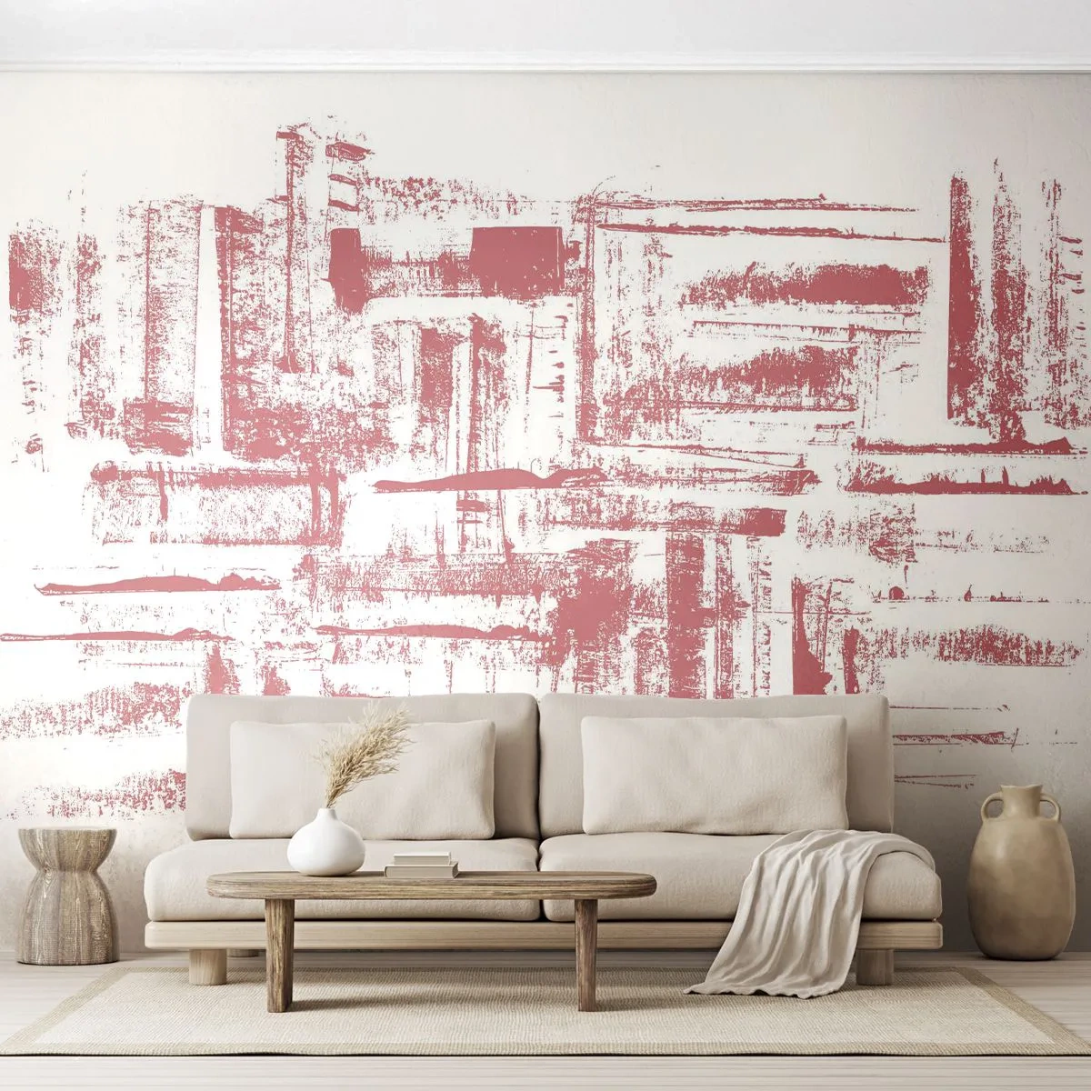 Zelfklevend Fotobehang Deluxe Sticker - De rode stad - Abstractie, Grafisch, Schilderen - 150x105 cm