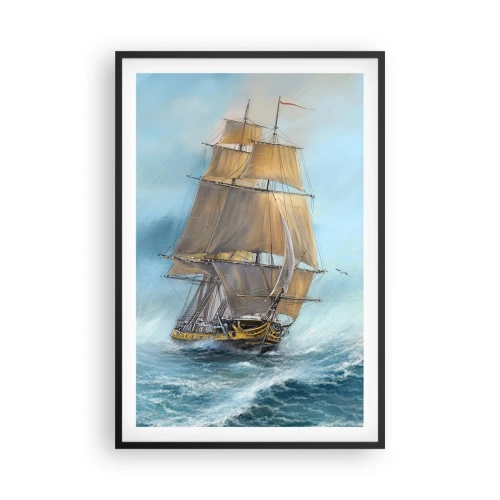 Poster in een zwarte lijst - Haasten over de golven - 61x91 cm