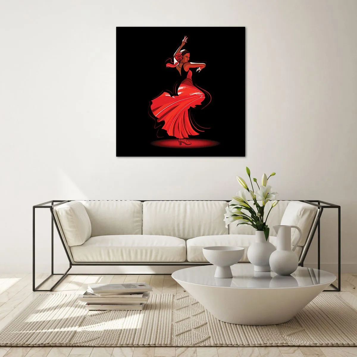 Schilderen op glas - De vurige geest van flamenco - 30x30 cm