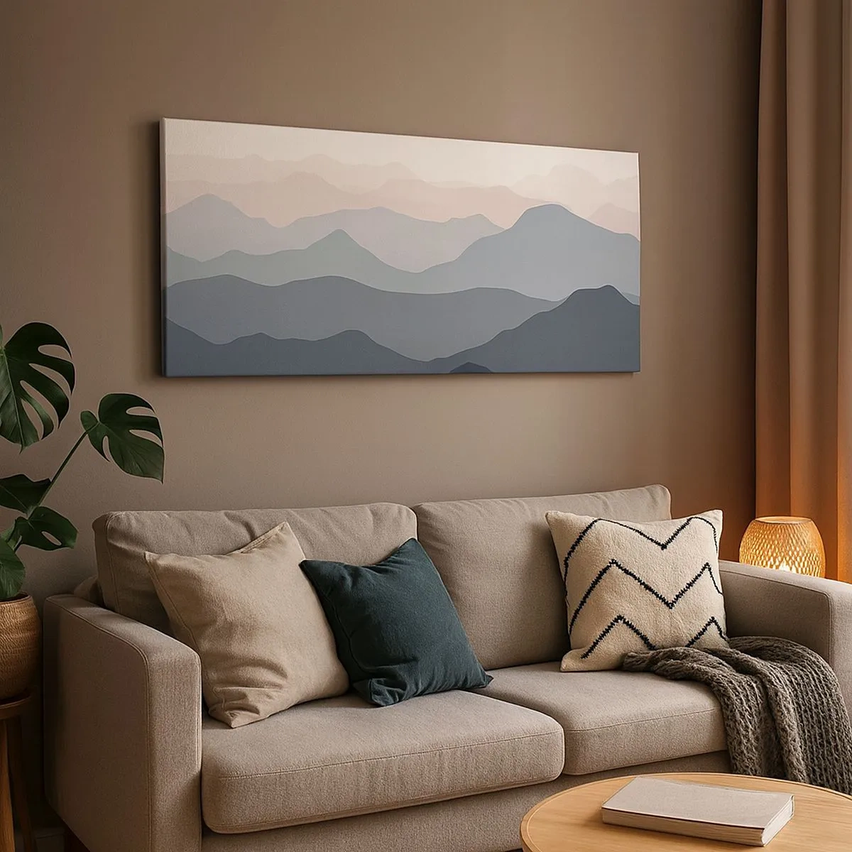 Schilderen op canvas - Golven van de bergen - 100x40 cm