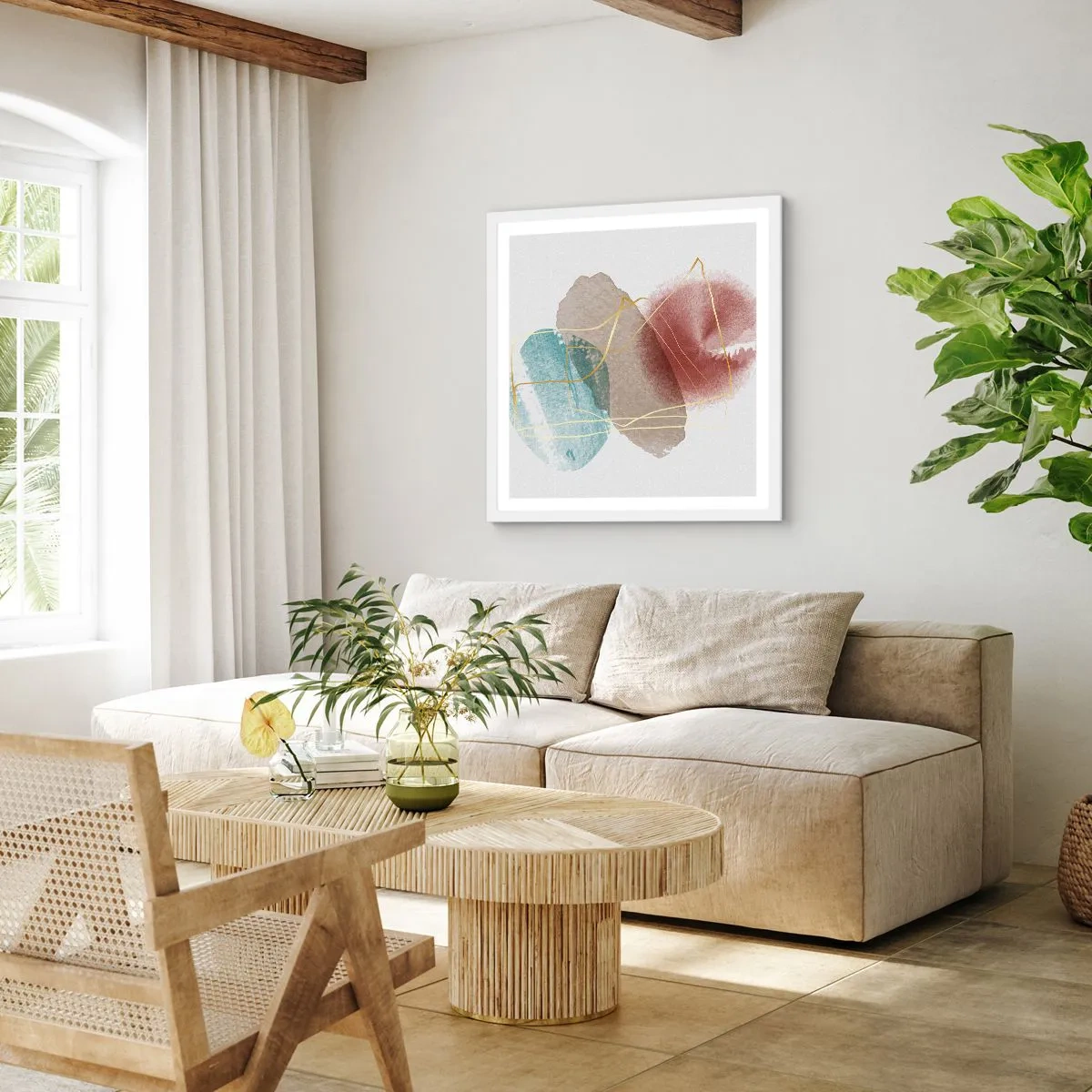 Poster in een witte lijst - Koralen van de ruimte - 40x40 cm