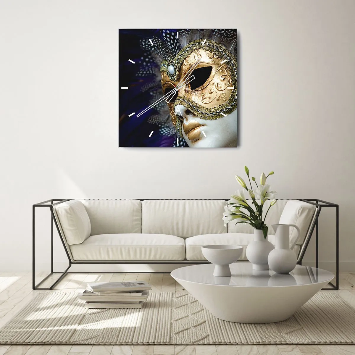 Wandklok - Klok - Venetiaans portret in goud - 40x40 cm