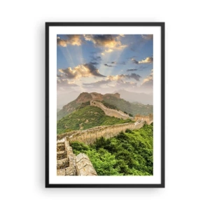 Poster in een zwarte lijst - De Chinese Muur in het schilderachtige licht van de ondergaande zon - 50x70cm - Eeuwige grootheid - Moderne wanddecoratie voor woonkamer en slaapkamer ARTTOR