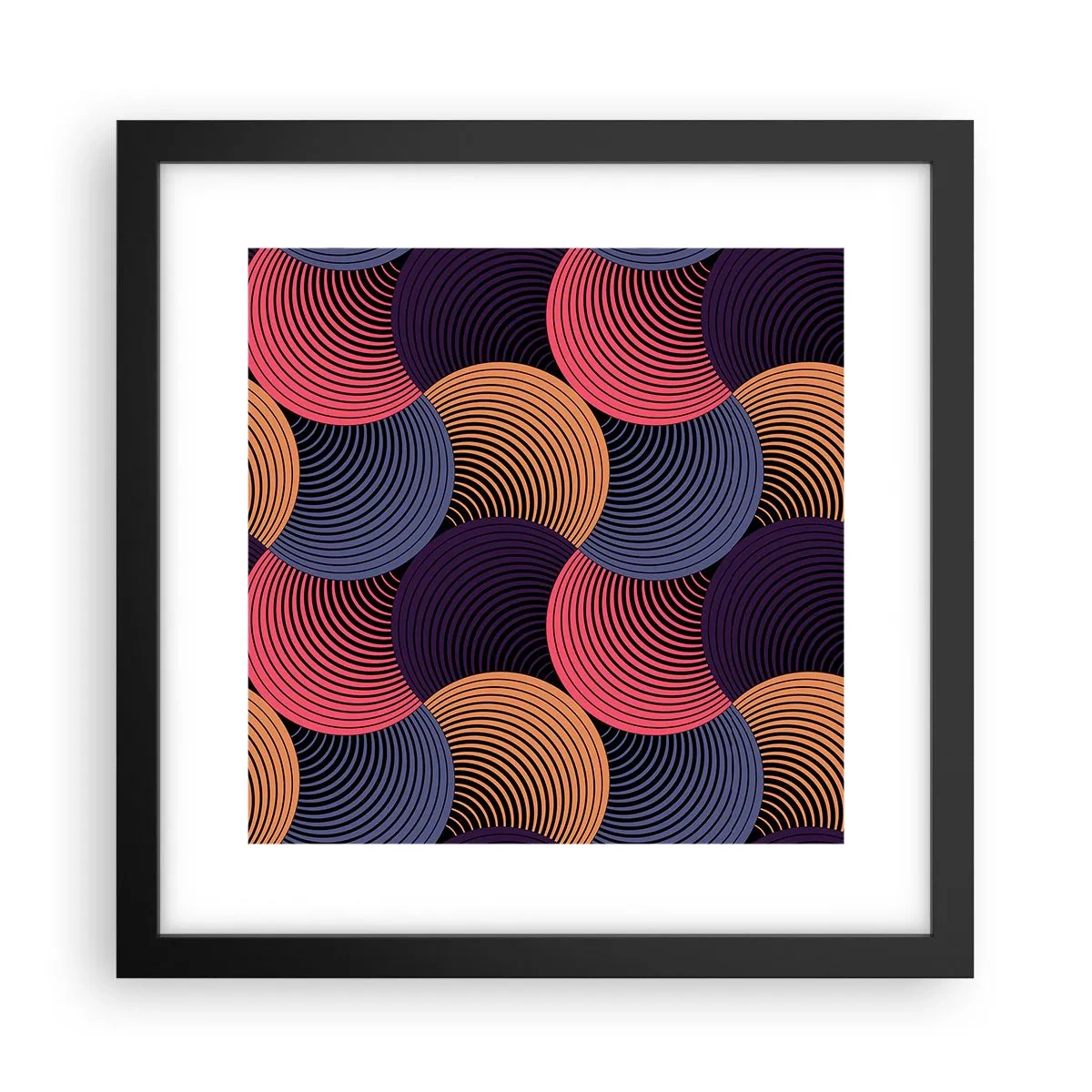 Poster in een zwarte lijst - In een cirkelvormig ritme - 30x30 cm