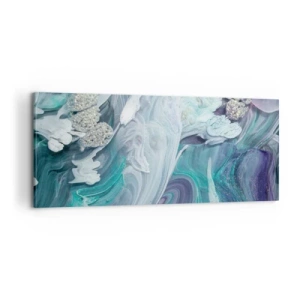 Schilderen op canvas - Stromingen van hemelsblauw - 100x40 cm
