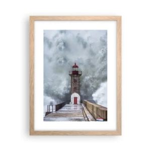 Een poster in een licht eiken lijst - Het gebrul van het water, het geluid zal blazen - 30x40 cm