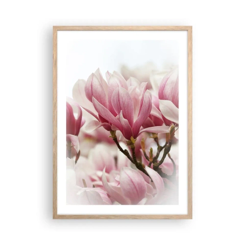 Een poster in een licht eiken lijst - Lente bloemen - 50x70 cm