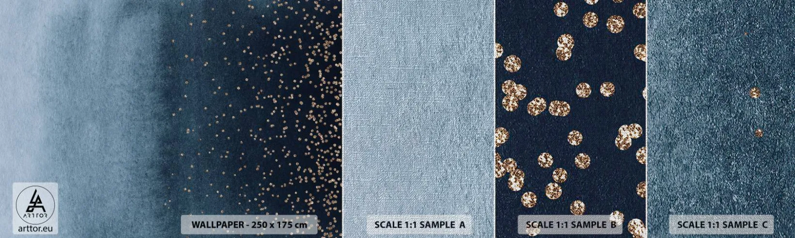 Fotobehang Monster Premium Canvas - Samenstelling - blauwe fasen - Abstractie, Deel, Ontwerp - 100x30 cm