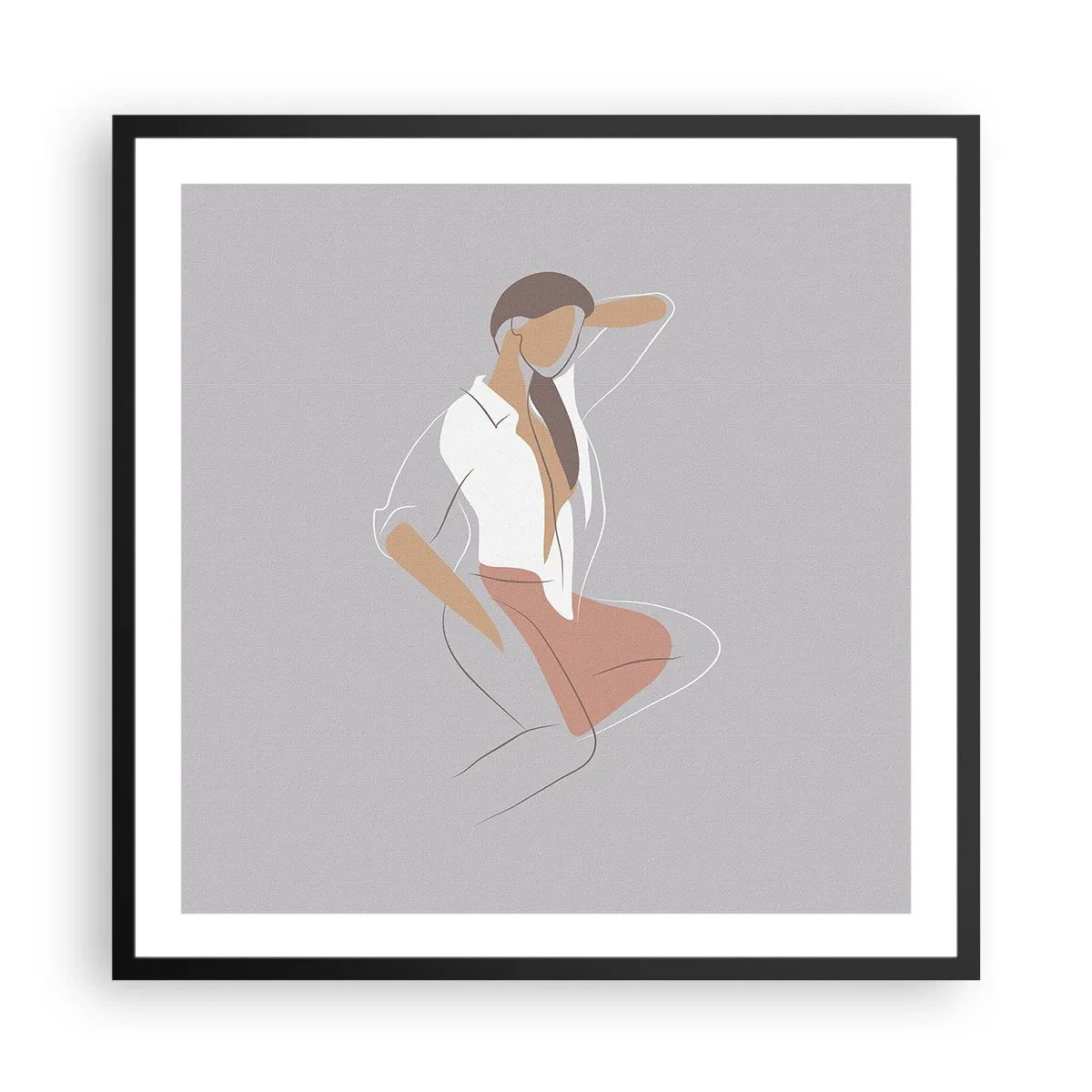 Poster in een zwarte lijst - Omtrek van gracieusheid - 60x60 cm