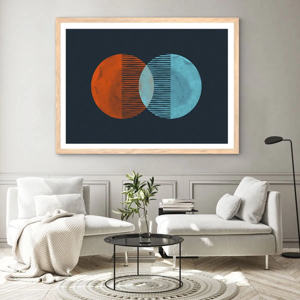 Een poster in een licht eiken lijst - Astronomische fantasie - 50x40 cm