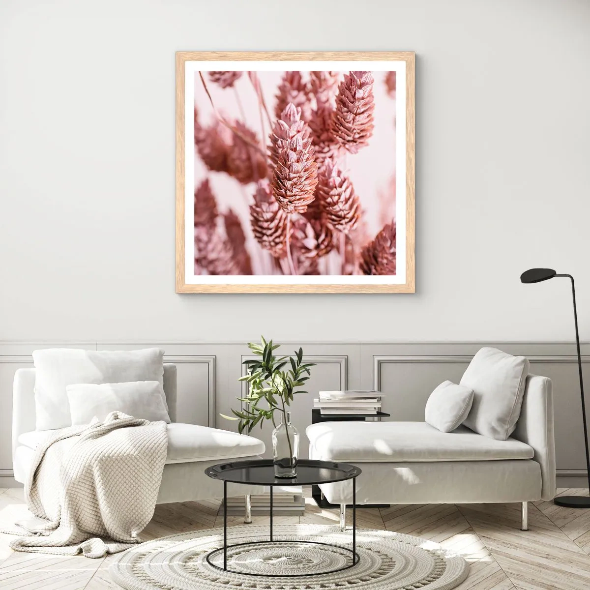 Een poster in een licht eiken lijst - Schijnbaar onopvallend - 30x30 cm