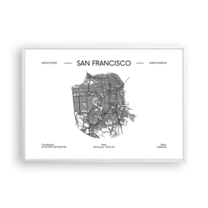 Poster in een witte lijst - Anatomie van San Francisco - 100x70 cm