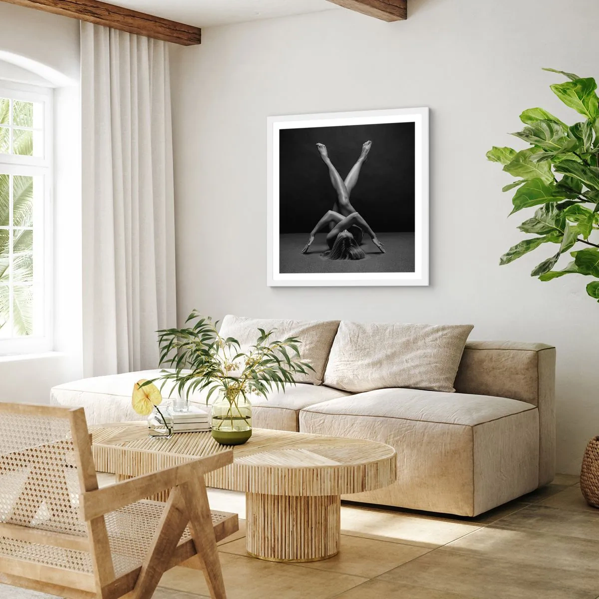 Poster in een witte lijst - De geometrie van naaktheid - 40x40 cm