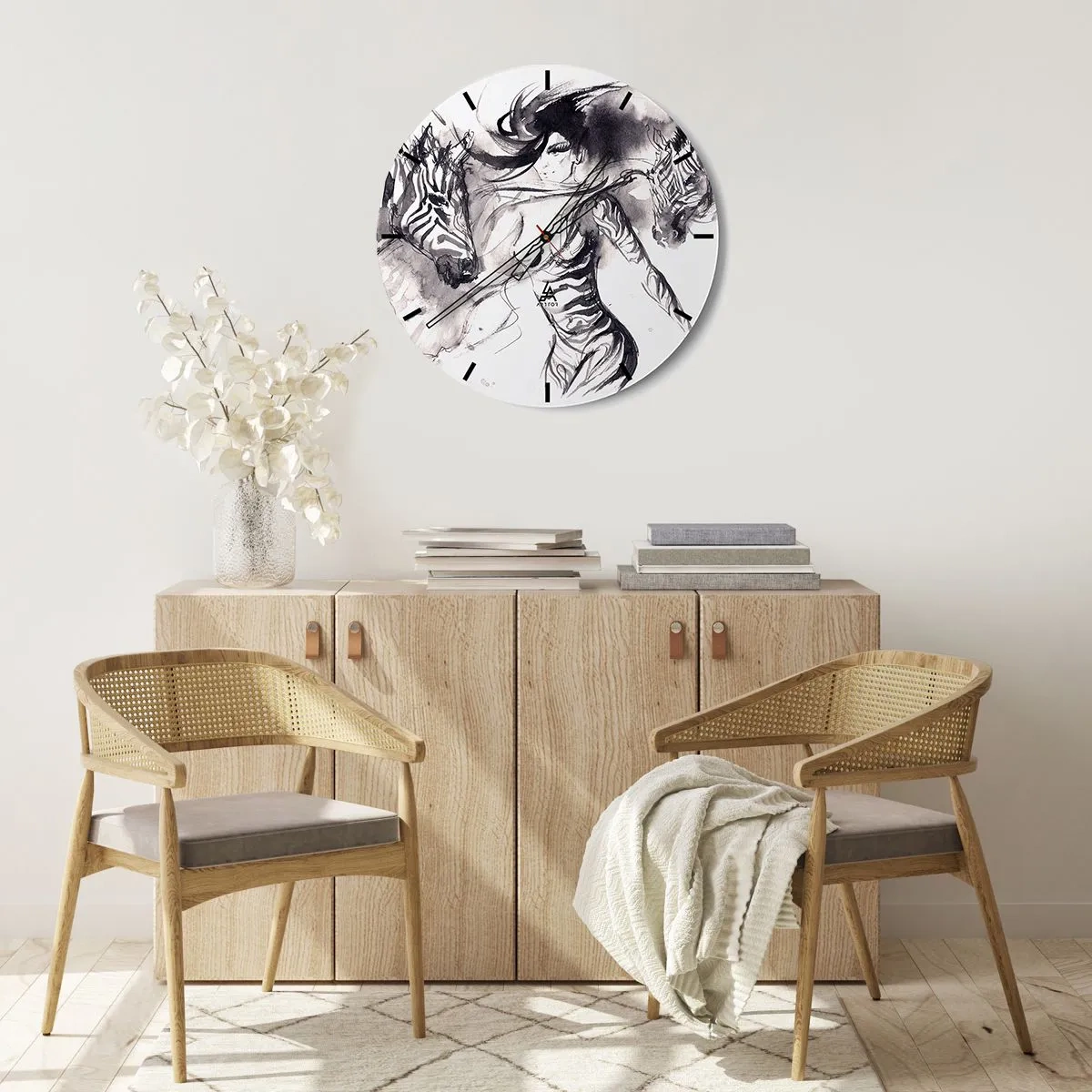 Wandklok - Klok - Dansend met de zebra's - 30x30 cm