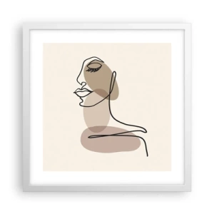 Poster in een witte lijst - Luisteren naar zichzelf - 40x40 cm