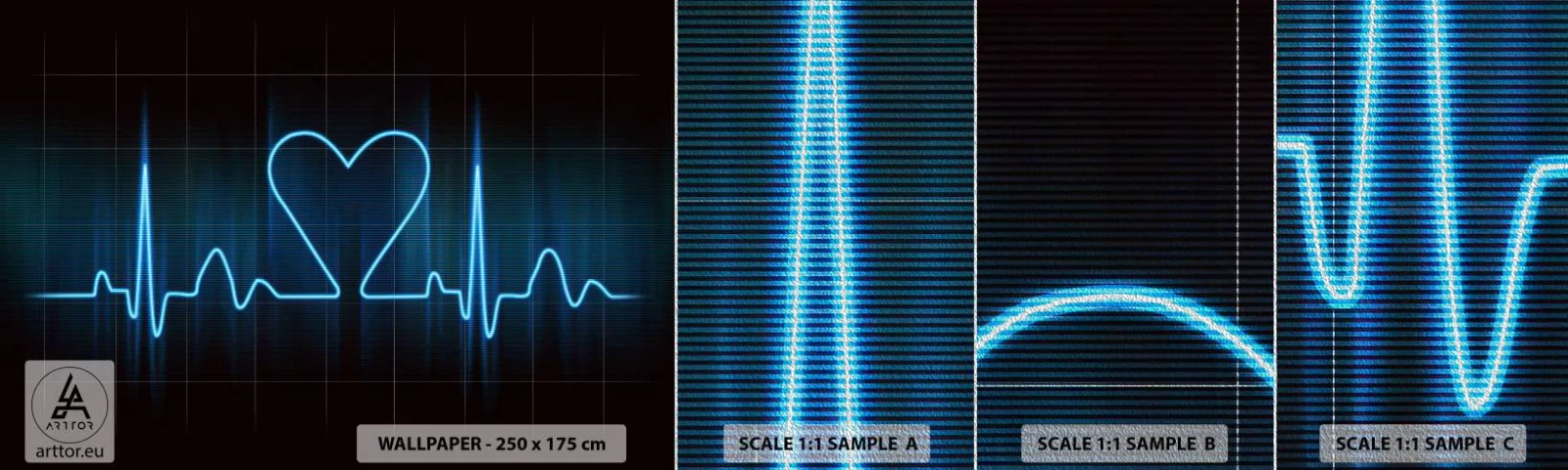 Fotobehang Monster Premium Sand - Op het ritme van het hart - Grafisch, Hart, Deel - 100x30 cm