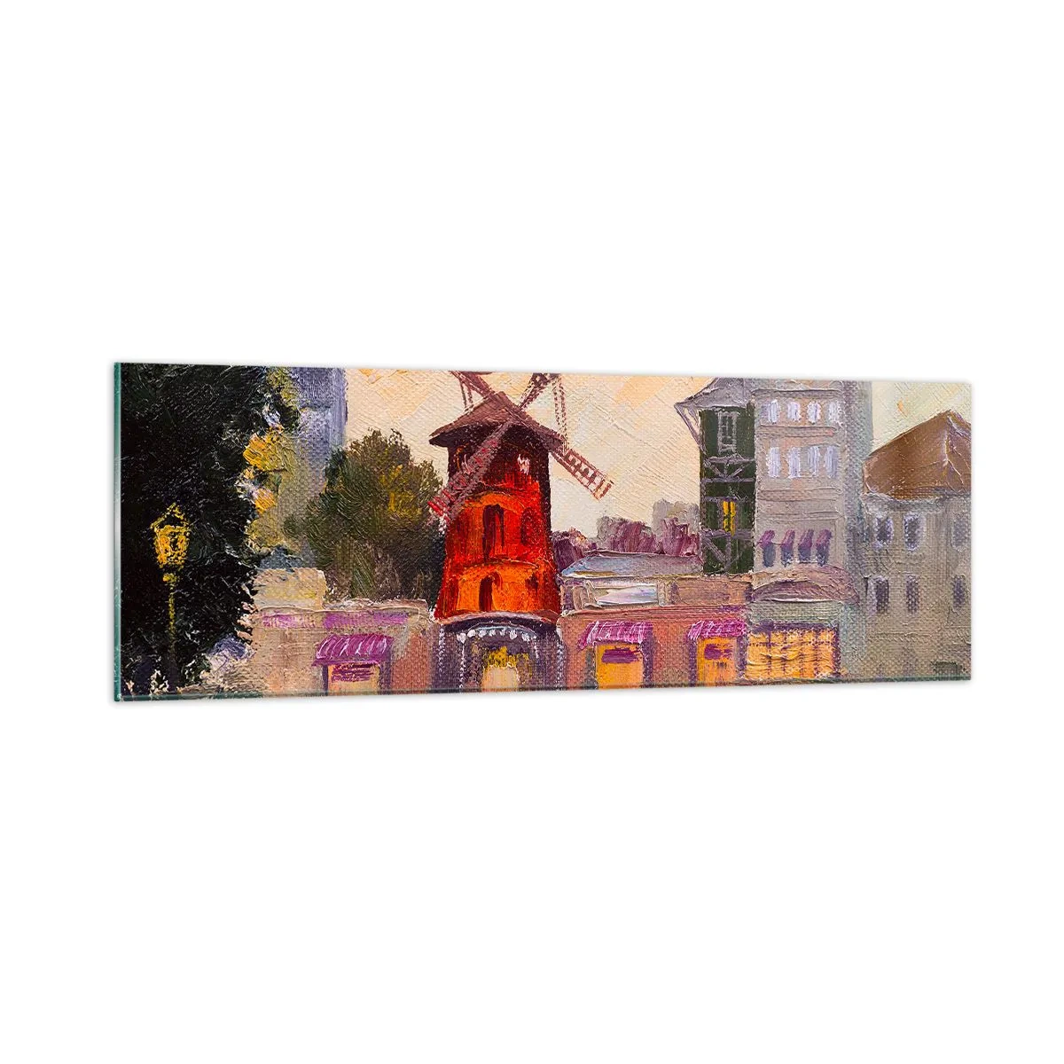 Schilderen op glas - Parijse iconen – Moulin Rouge - 90x30 cm