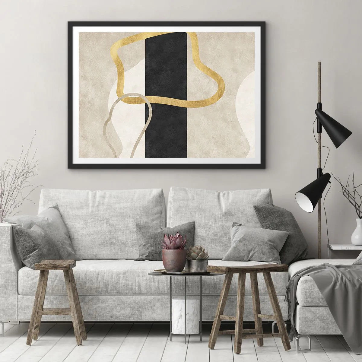 Poster in een zwarte lijst - Verwarde vormen - 70x50 cm