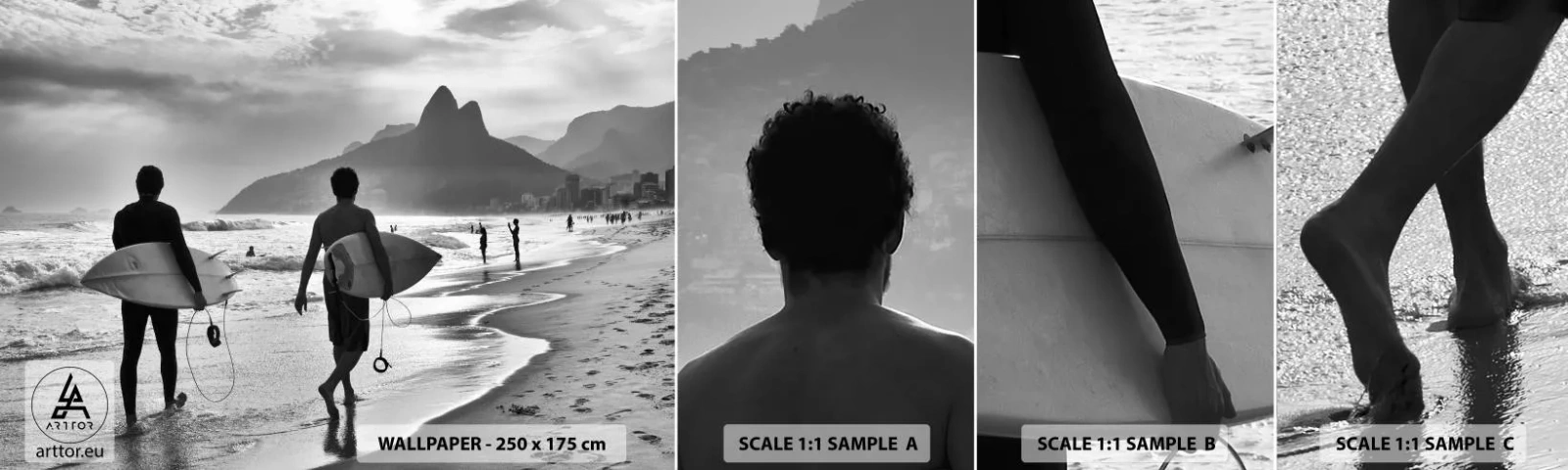 Fotobehang Staaltje Standard Eco - Enkele golf samba - Surfer, Brazilië, Zee - 100x30 cm