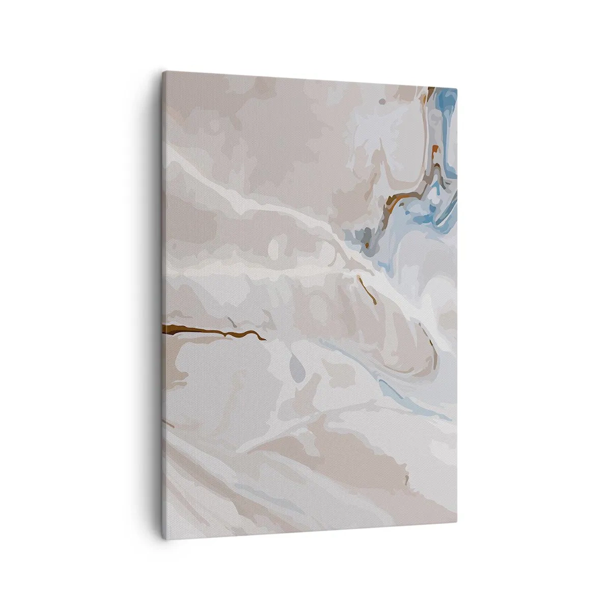 Schilderen op canvas - Blauw kronkelt onder het wit - 50x70 cm