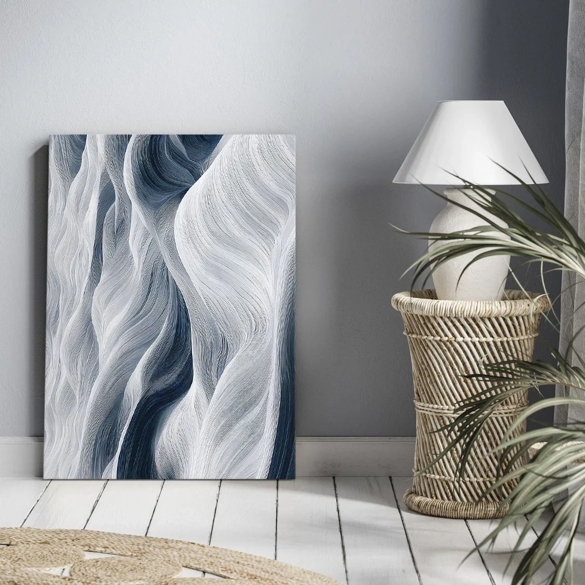 Schilderen op canvas - Witte en blauwe golven - 50x70 cm