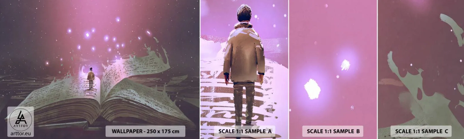 Fotobehang Monster Zelfklevend Deluxe Sticker - Uitnodiging voor een andere wereld - lees! - Grafisch, Abstractie, Deel - 100x30 cm