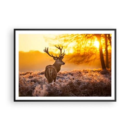 Poster in een zwarte lijst - Koning van het herfstbos - 100x70 cm
