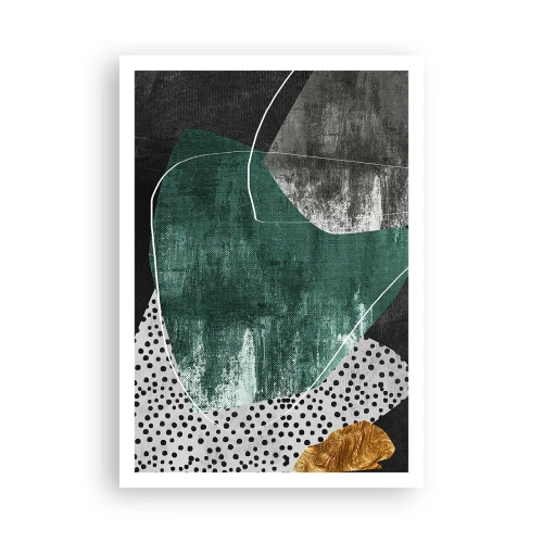 Poster - Kleurrijke abstractie met bladgoud - 70x100 cm