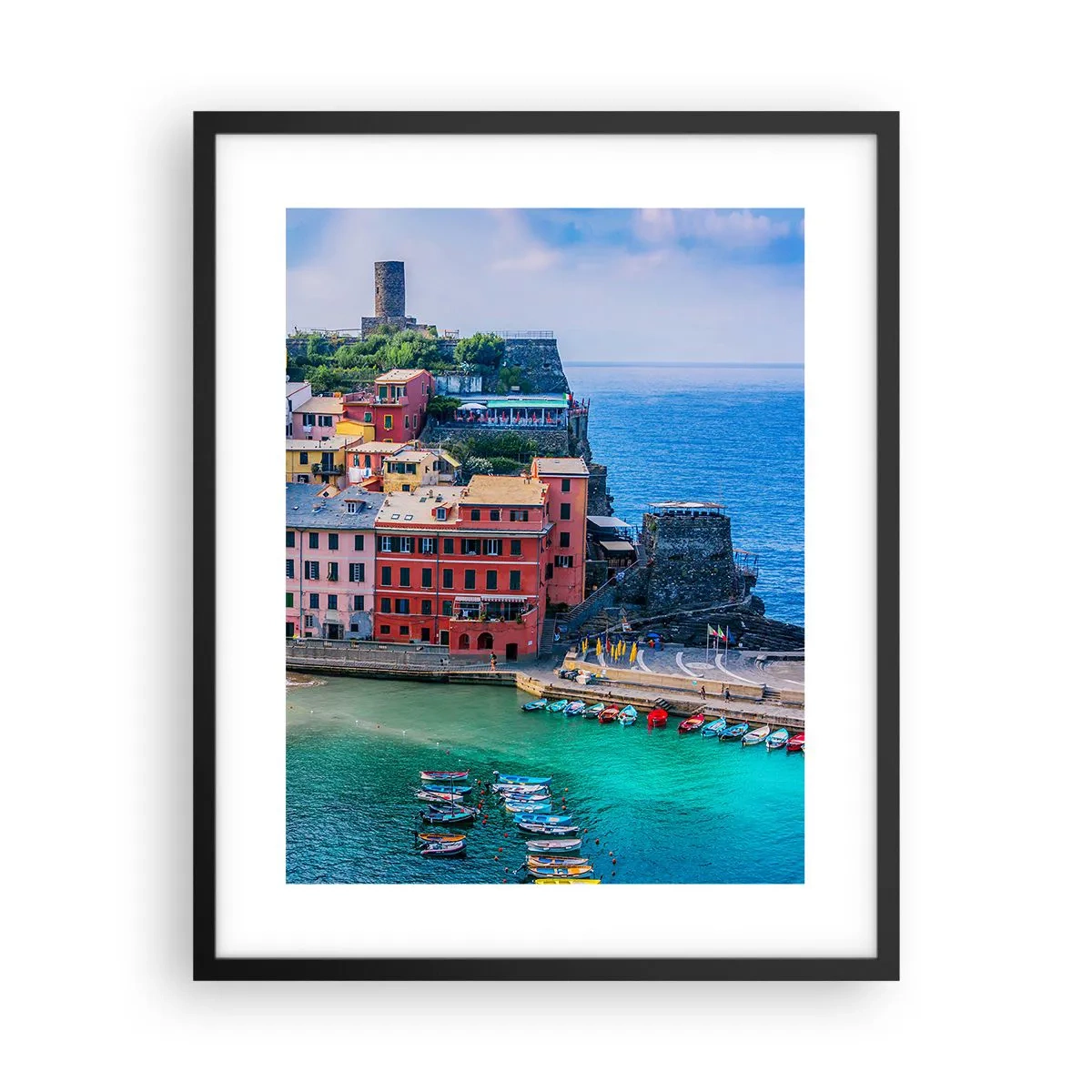 Poster in een zwarte lijst - Mediterrane magische stad - 40x50 cm