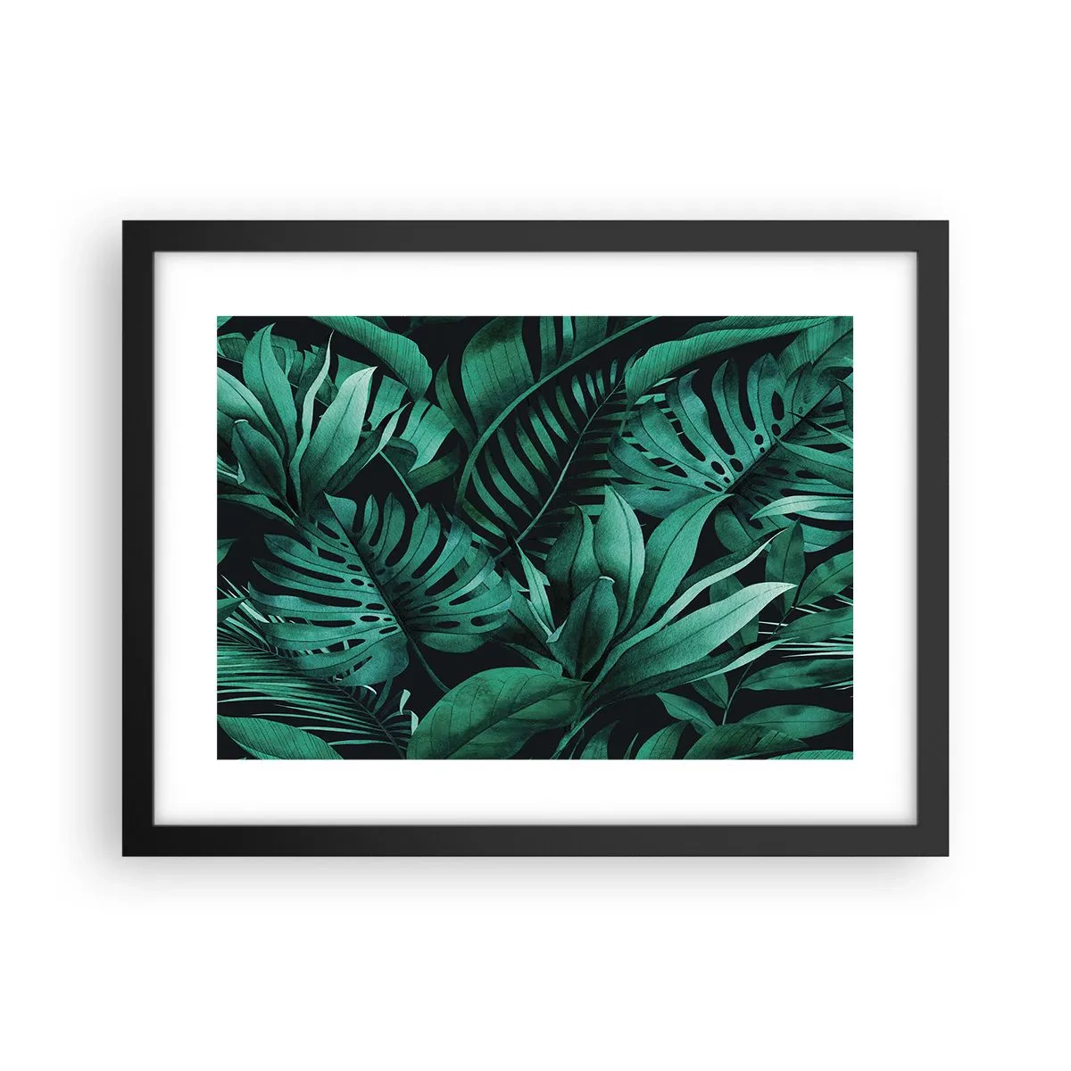 Poster in een zwarte lijst - De diepte van tropisch groen - 40x30 cm