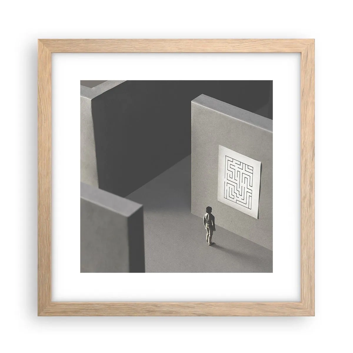Een poster in een licht eiken lijst - Maar waar ben ik? - 30x30 cm